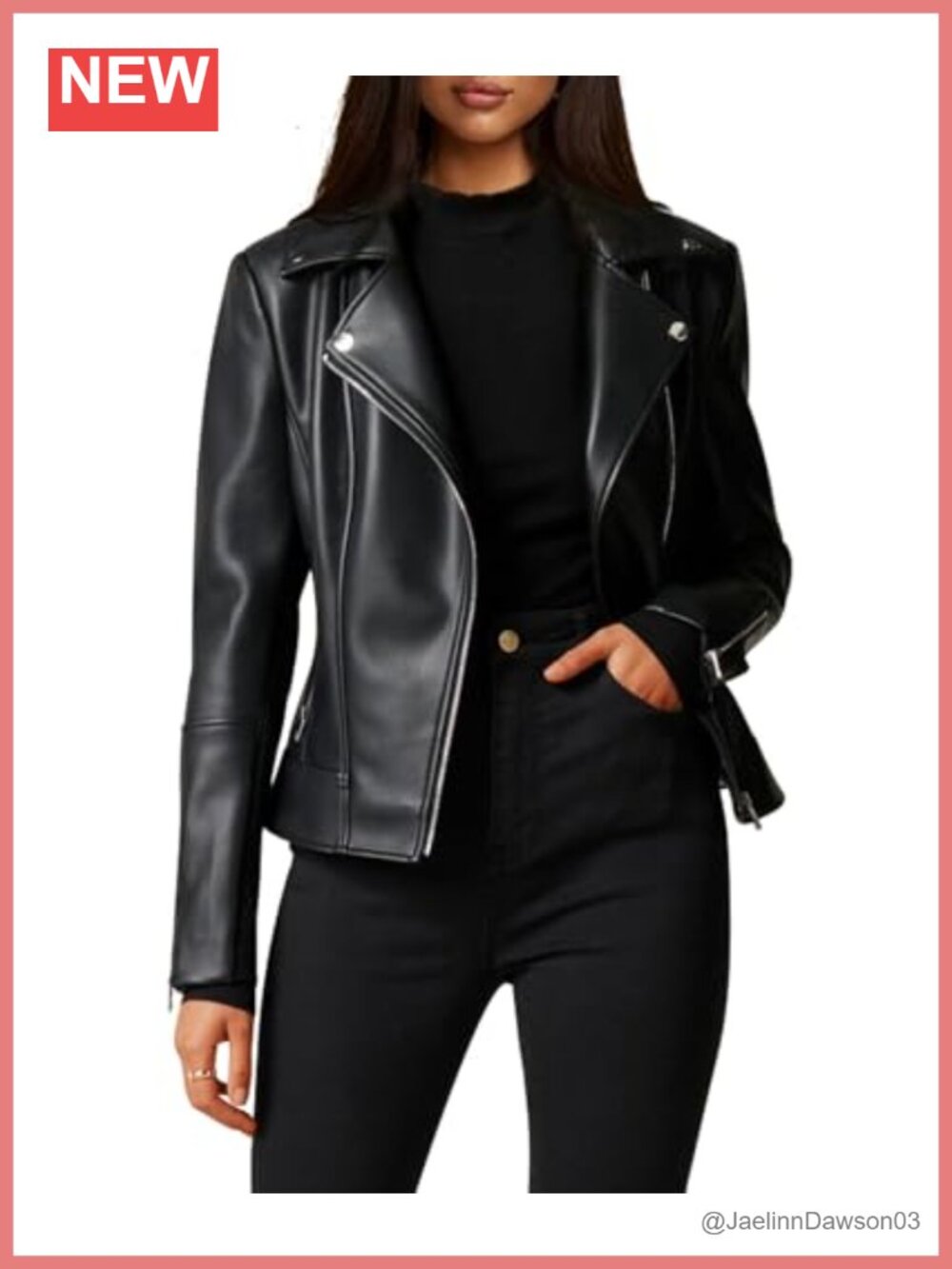 Women's Faux Leather Moto Biker Jacket Buttery Soft Slim Fit Short Coat